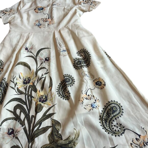 Kaimilan Creamy Ivory Floral Print Dress Knee Length Short Sleeve Size 8 NWT - Picture 4 of 13